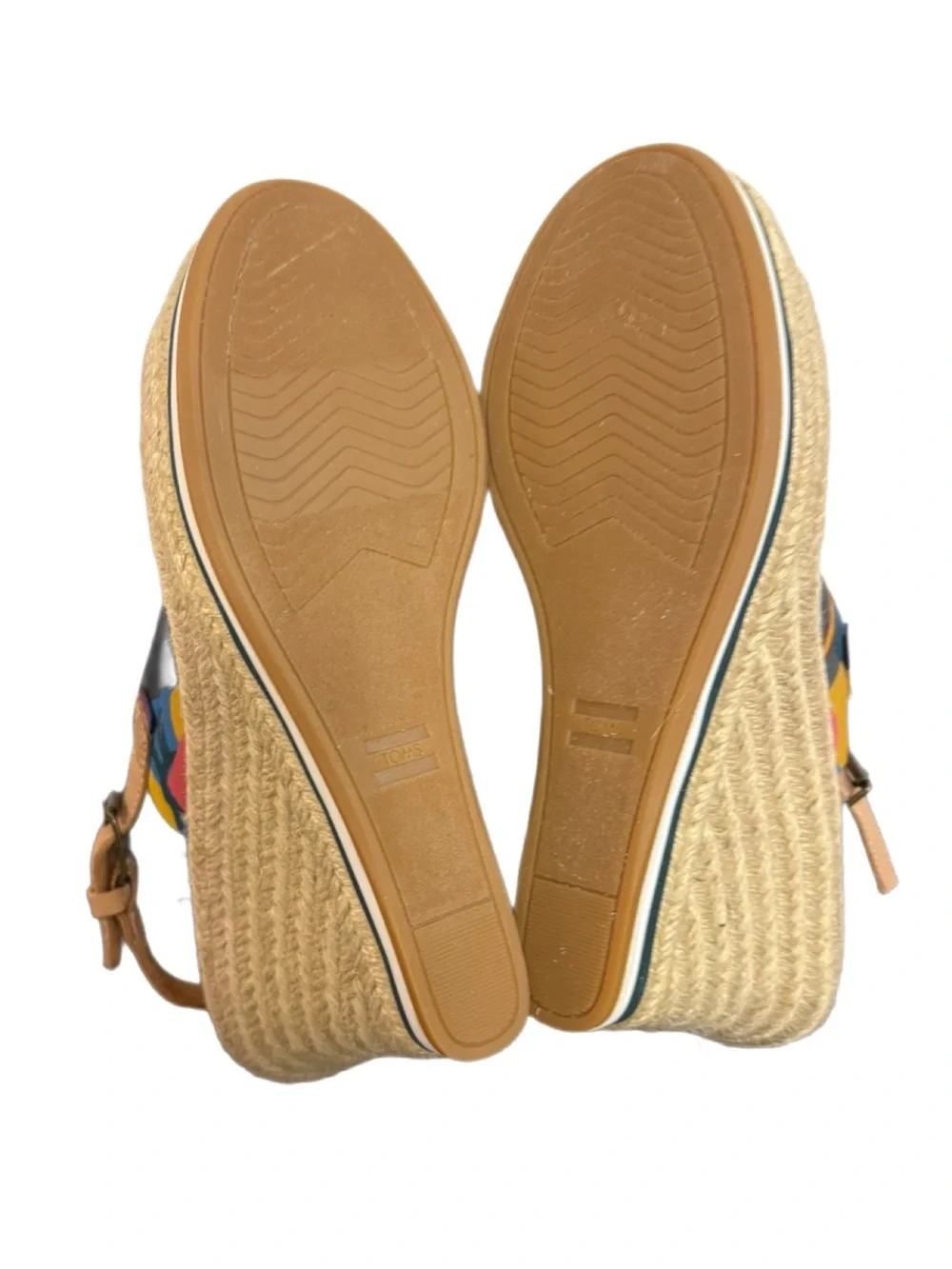 Toms Multicolor Canvas Graphic Espadrille Wedge Sandal Size 8 NWOT